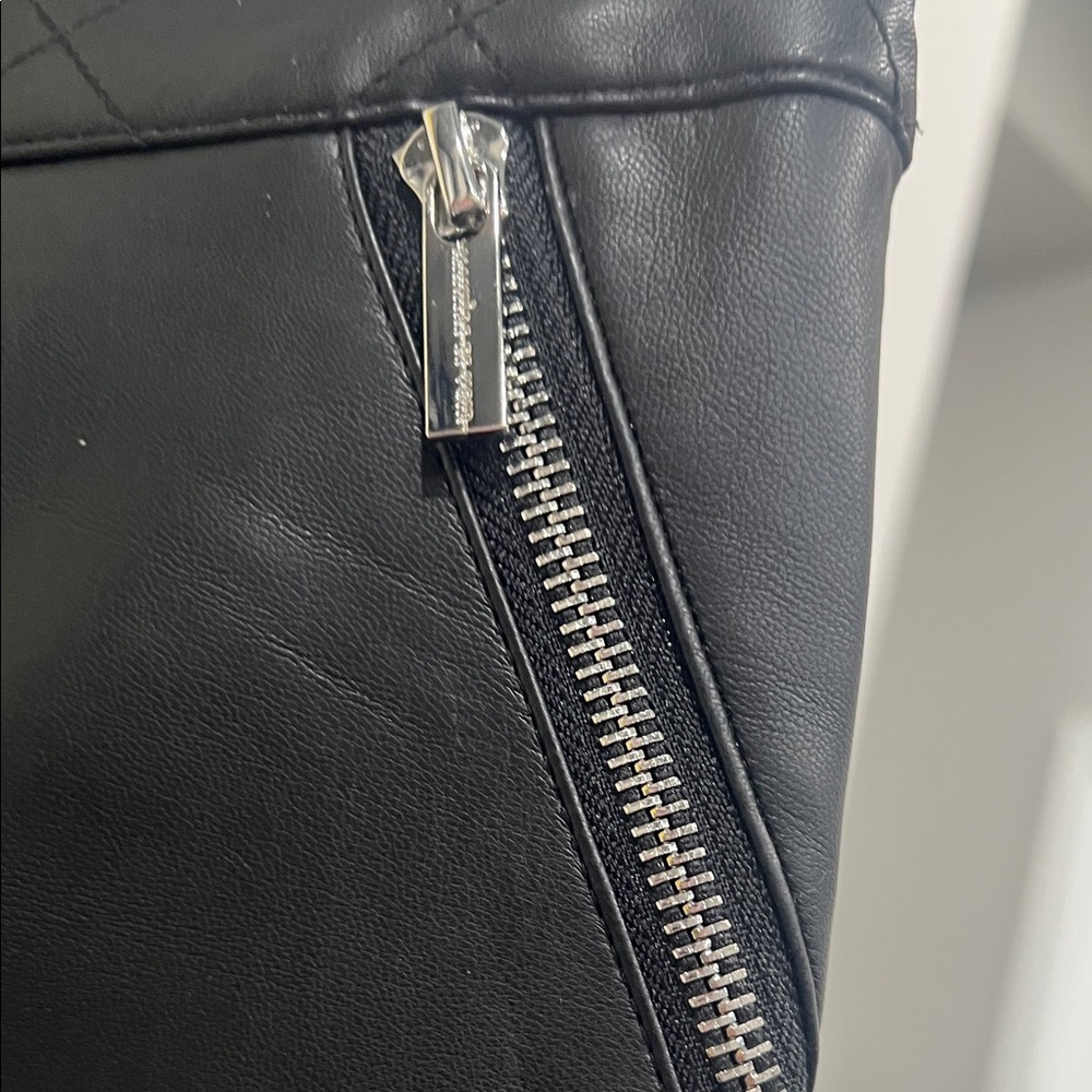 Black Quilted Pants with Zipper Details - Picture 3 of 7